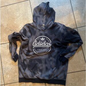 ADIDAS Gray Long Sleeve Hoodie Hooded Sweatshirt Men Medium L Missing Jaw String